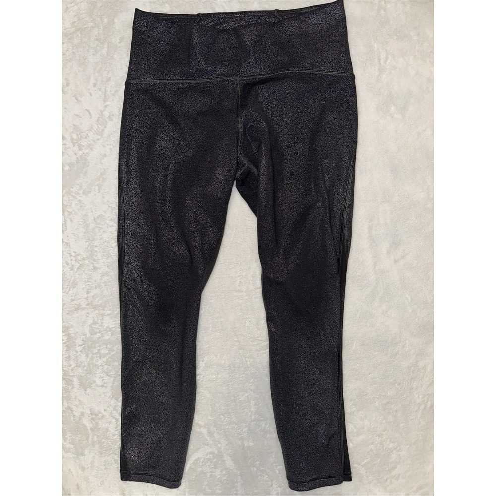 Lululemon Black Metallic Copper Foil Women's Size 10 Length 23 Inches Leggings